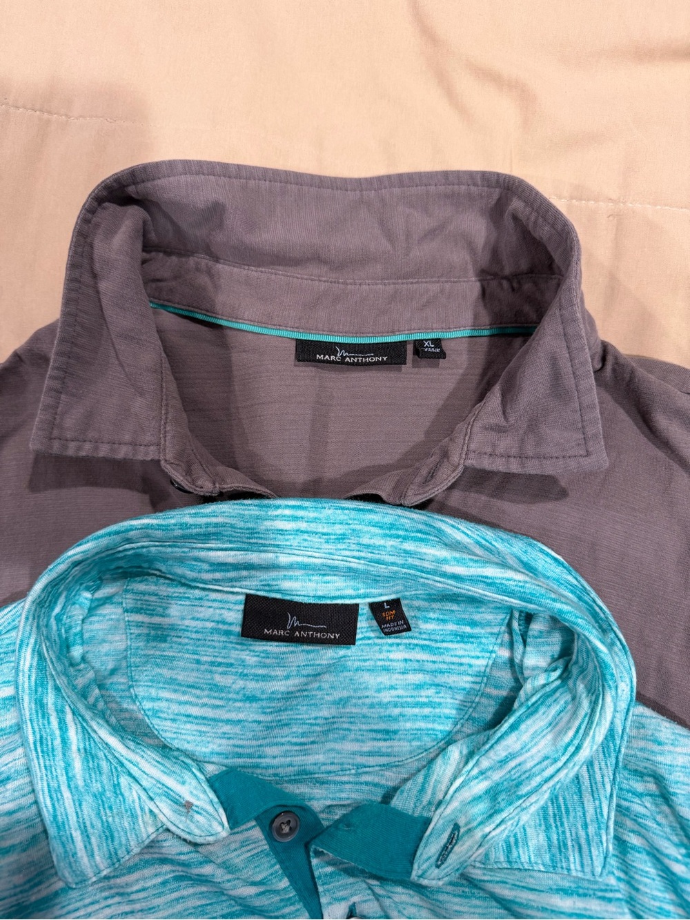 Marc Anthony Men's Teal Heather Polo & Gray Casual Shirt